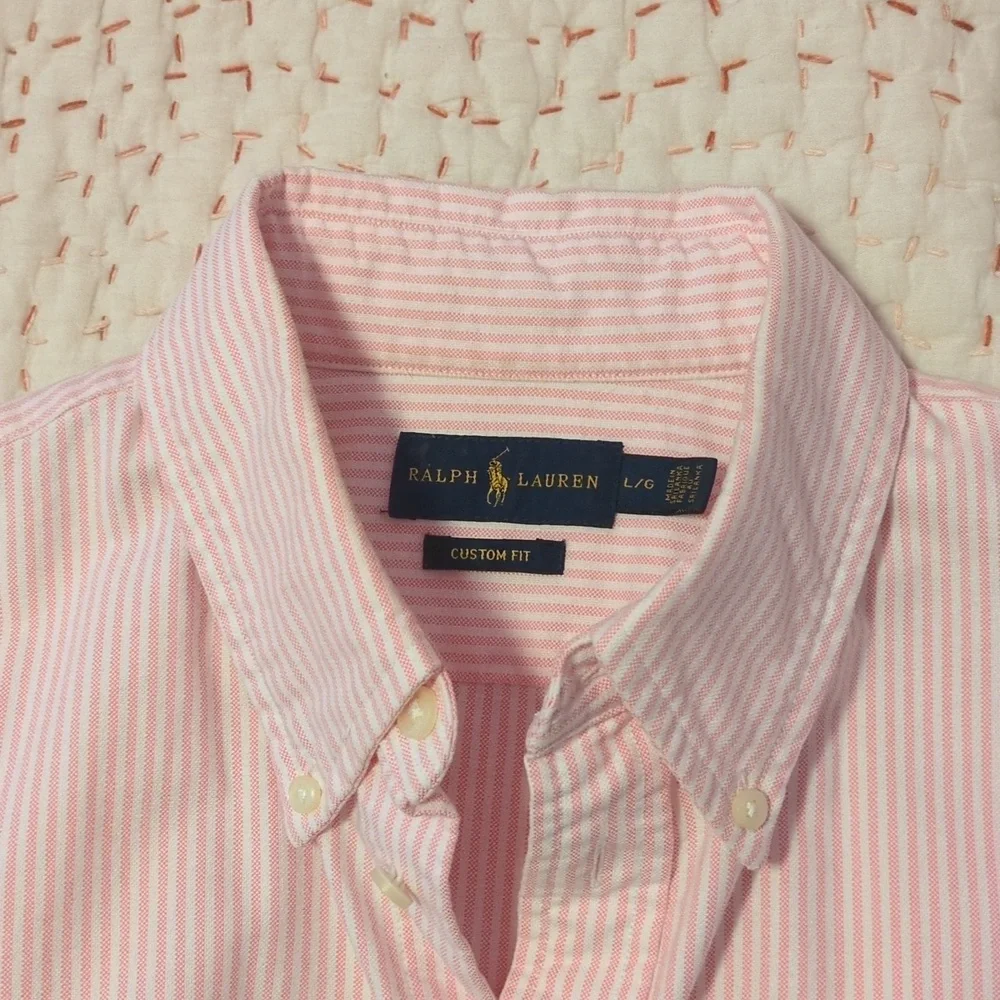 🩷 Ralph Lauren Pastel Pink Stripe Button Down Shirt - Picture 6 of 6
